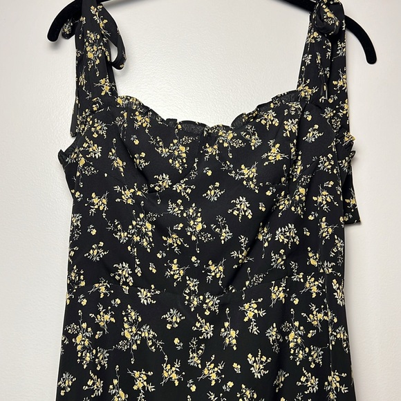 Anthropologie Black Floral Midi Dress - Picture 4 of 11
